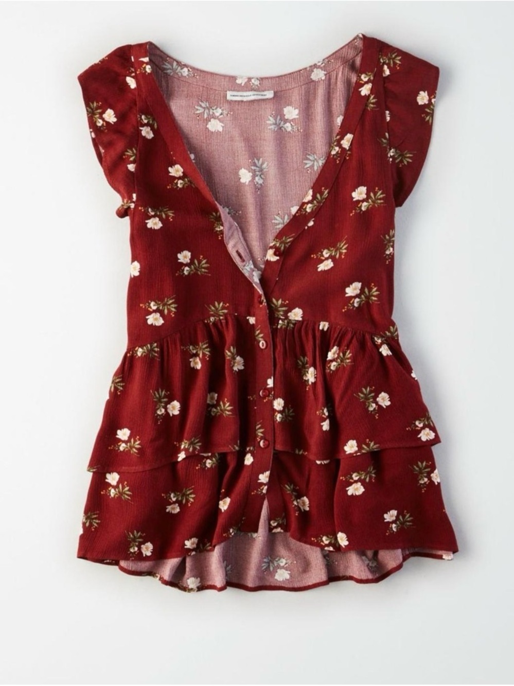 American Eagle maroon floral top, XXS
